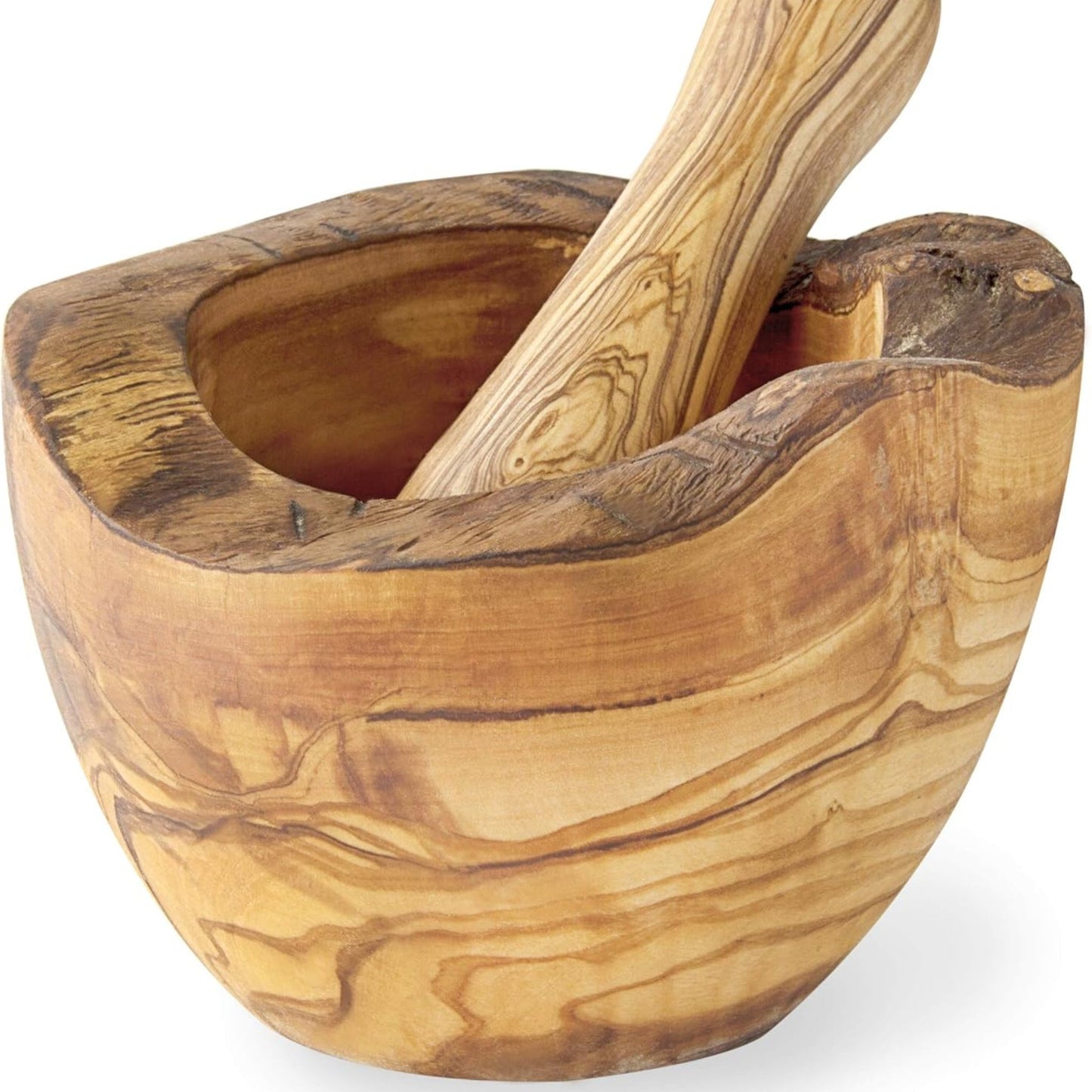 Olive Wood Rustic Mortar and Pestle