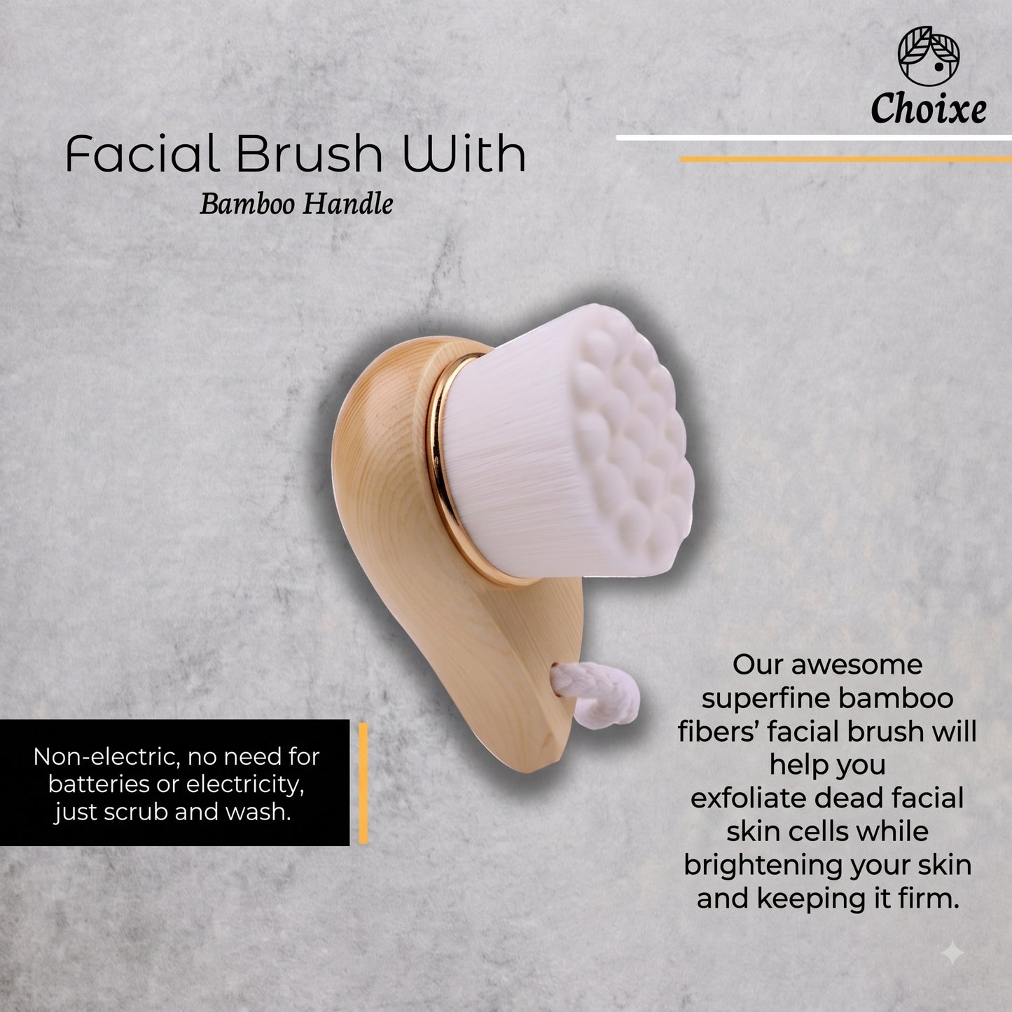 2-Pack Extra-Fine Facial Brush with Bamboo Handle
