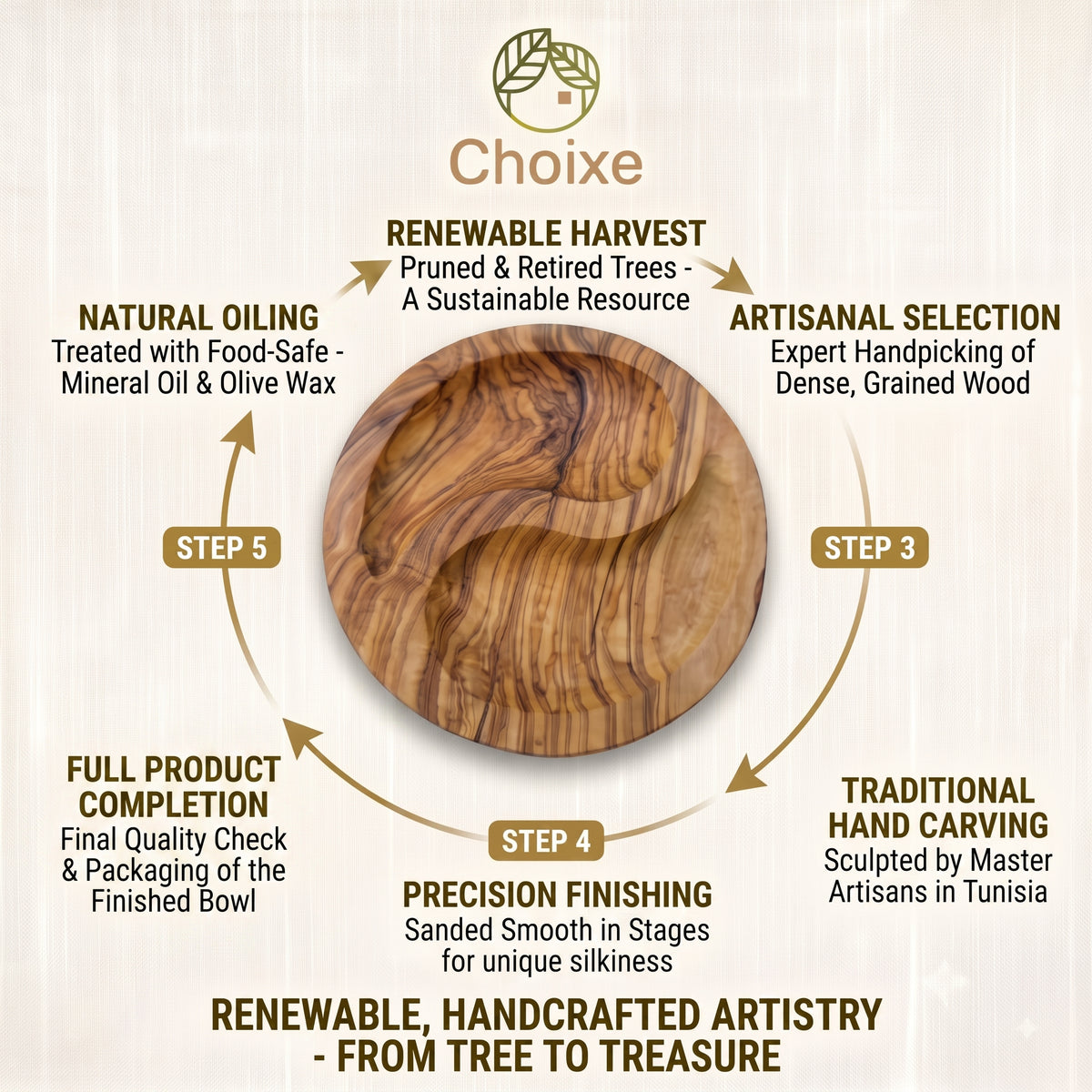 Mediterranean Olive Wood Yin-Yang Charcuterie & Tapas Plate (7 in)