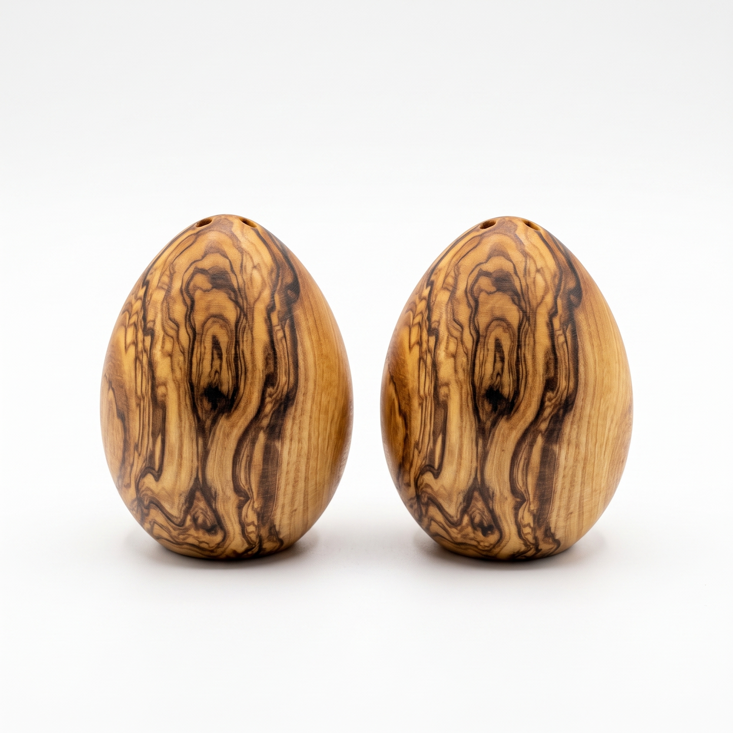 2-Pack Mediterranean Olive Wood Salt & Pepper Egg-Shaped Shakers