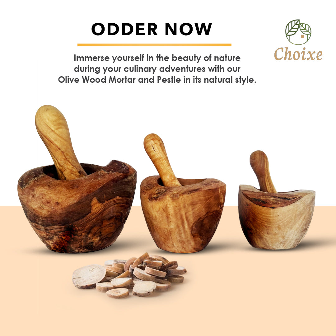 Olive Wood Rustic Mortar and Pestle
