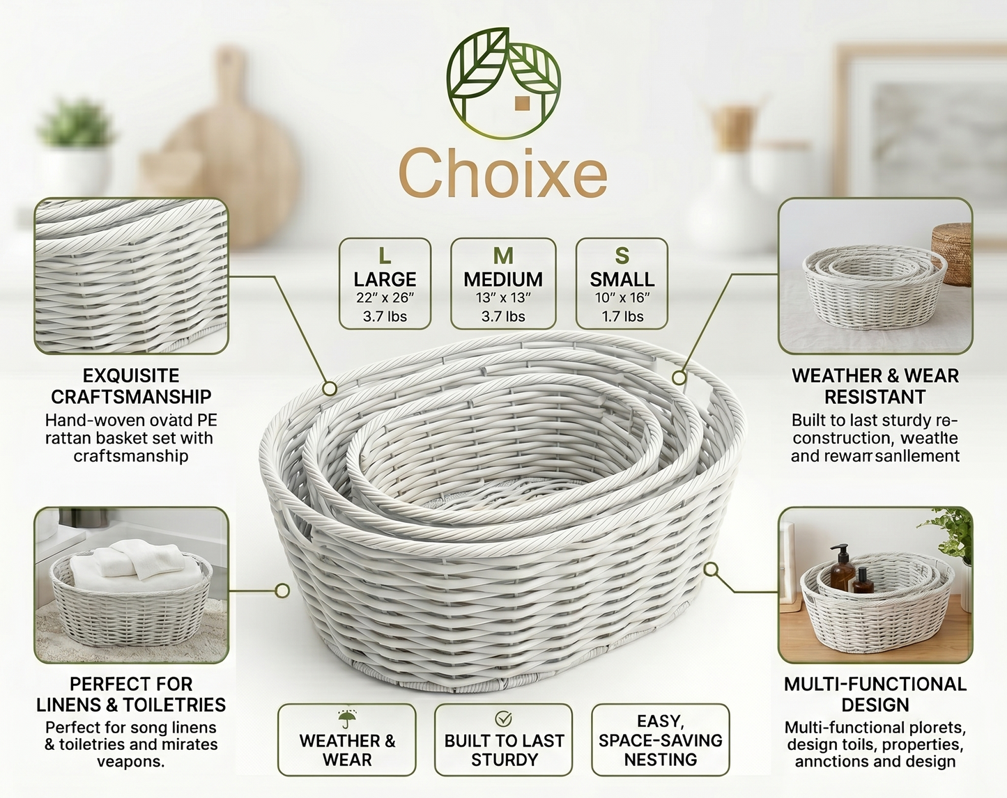 Multi-Purpose Nesting Basket 3-Piece Set