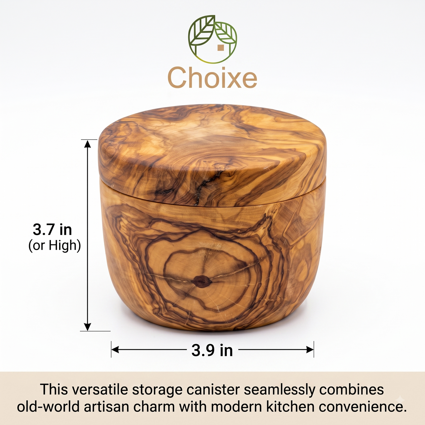 Mediterranean Olive Wood Salt Cellar Canister with Swivel Lid
