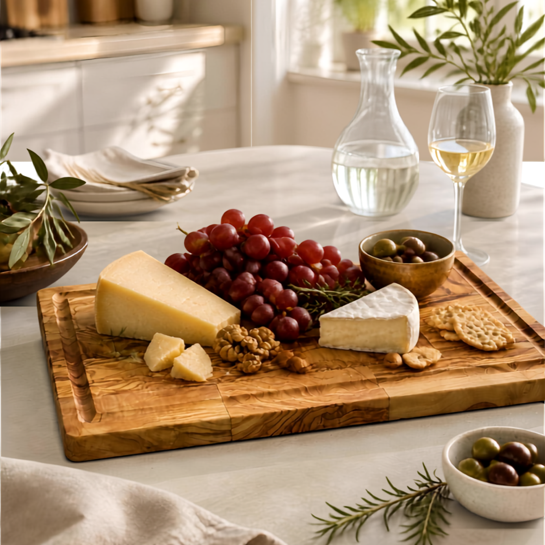 Multi-Purpose Large Olive Wood Serving and Cutting Board