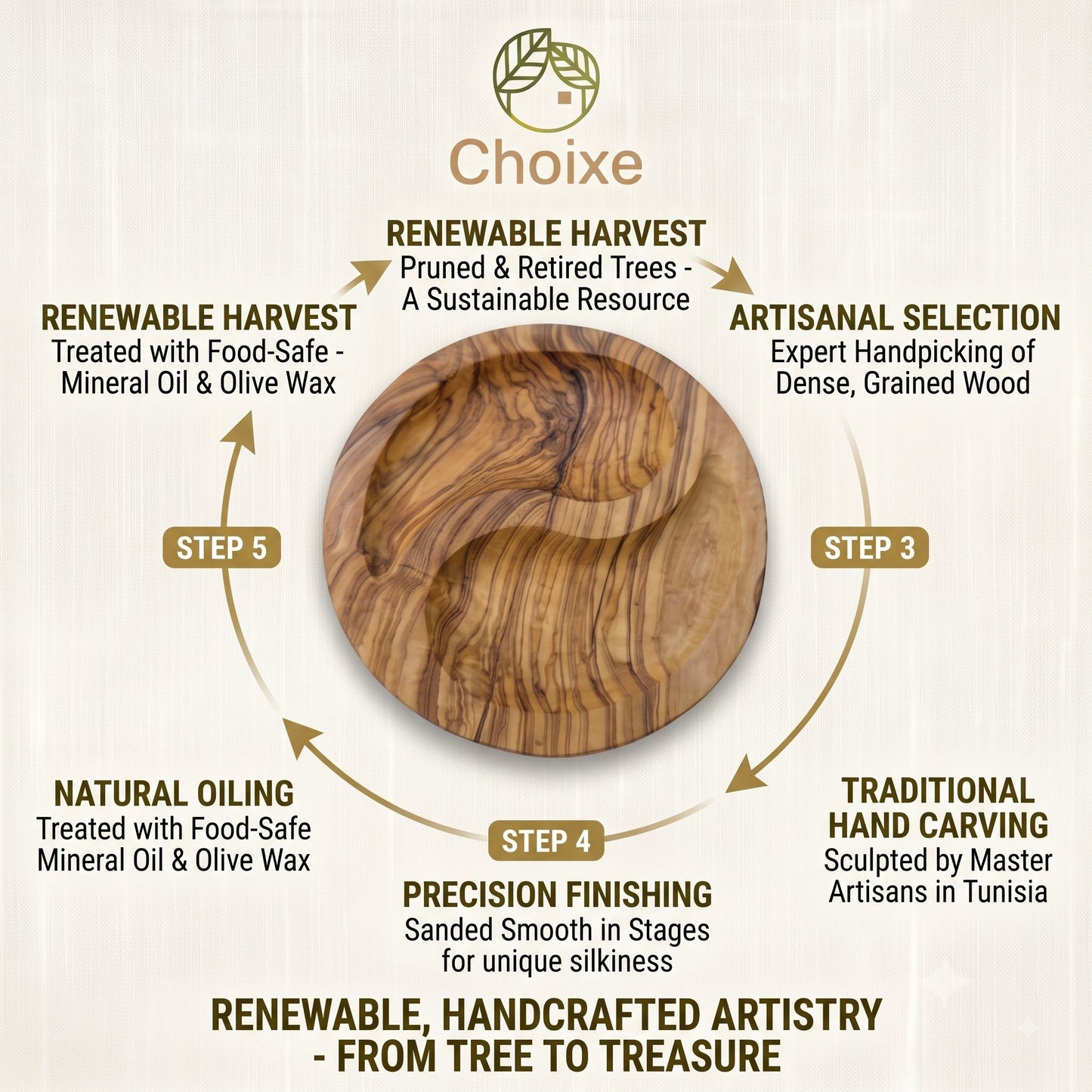 Mediterranean Olive Wood Yin-Yang Charcuterie & Tapas Plate (7 in)