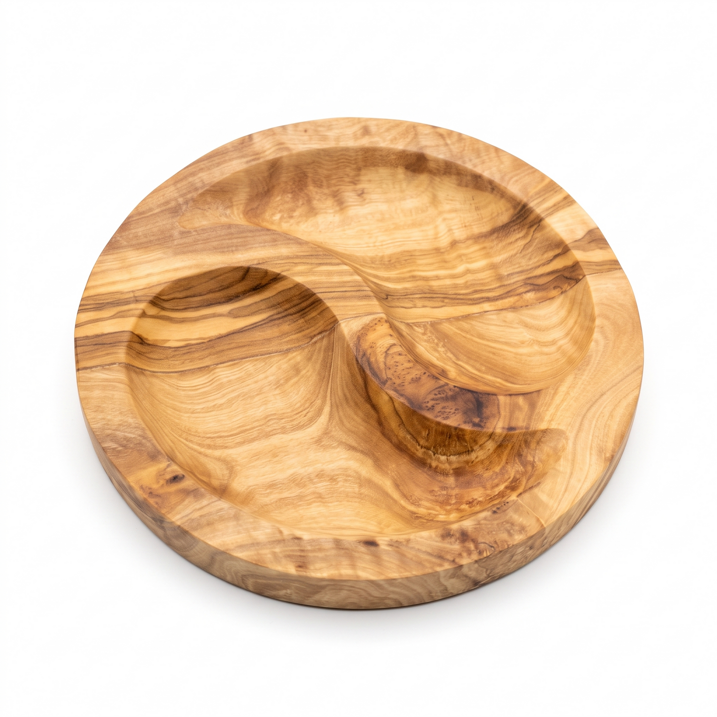 Mediterranean Olive Wood Yin-Yang Charcuterie & Tapas Plate (7 in)